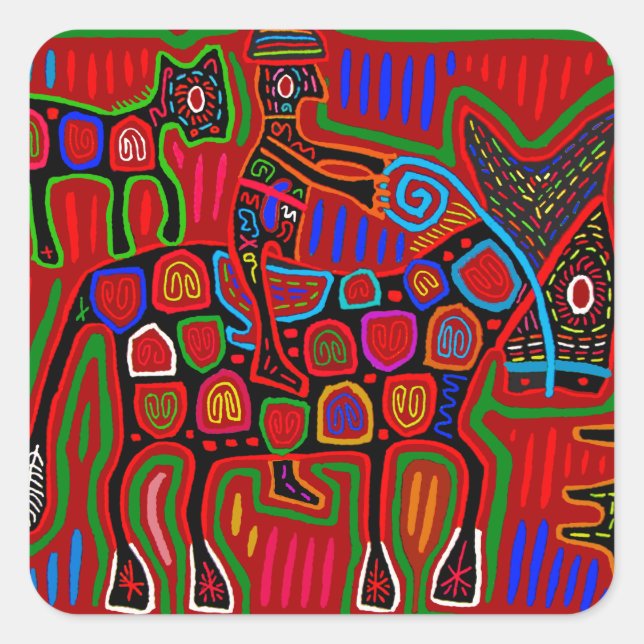 Adesivo Quadrado Panamá Mola - Salve um Cavalo Passeando um Cowboy (Frente)