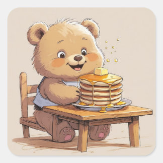 Adesivo Quadrado Pancake Bear