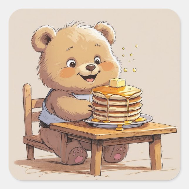 Adesivo Quadrado Pancake Bear (Frente)