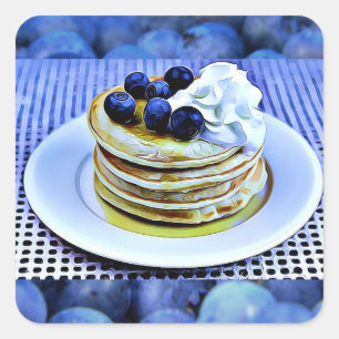 Adesivo Quadrado Pancakes Blueberry