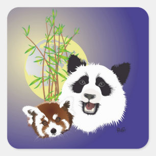 Adesivo Quadrado Panda autocolante (Ailuropoda melanoleuca)