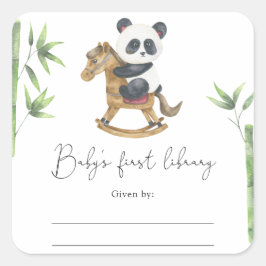 Adesivo Quadrado Panda Bear - Ex-libris para chá de bebê