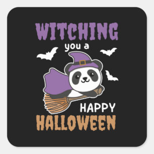 Adesivo Quadrado Panda Bruxa Te Testemunhando Um Feliz Dia das Brux