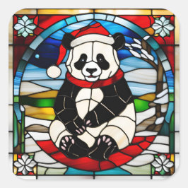 Adesivo Quadrado Panda Christmas Sticker