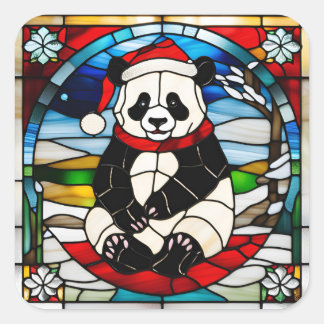 Adesivo Quadrado Panda Christmas Sticker