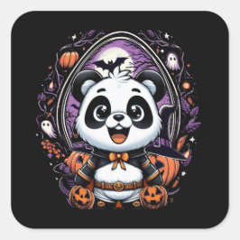 Adesivo Quadrado Panda Clássica de Halloween