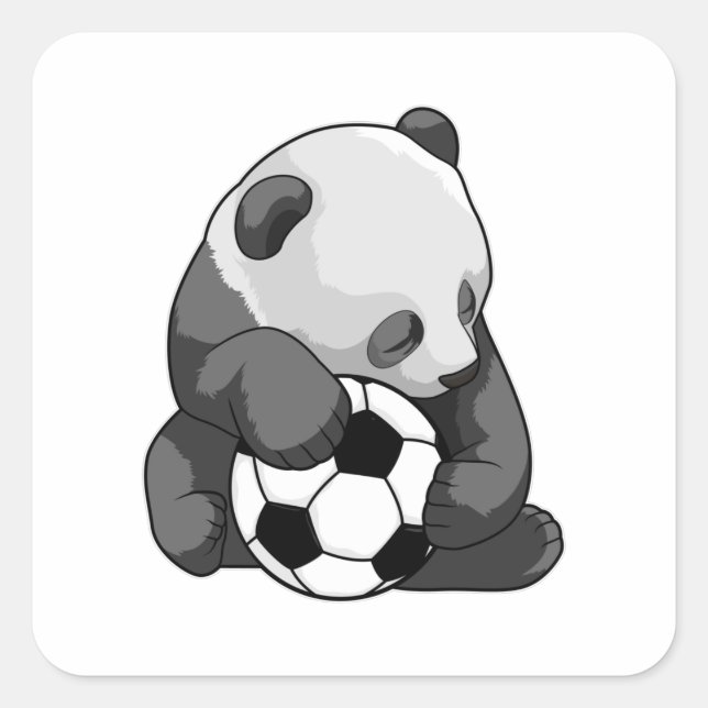 Adesivo Quadrado Panda com bola de futebol (Frente)