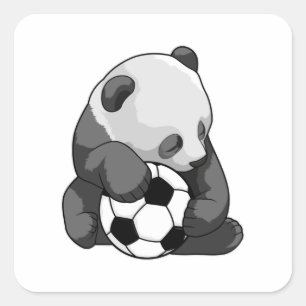 Adesivo Quadrado Panda com bola de futebol