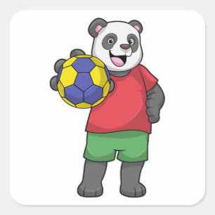 Adesivo Quadrado Panda com Esportes de Andebol