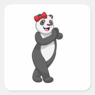 Adesivo Quadrado Panda com Faixa de Opções