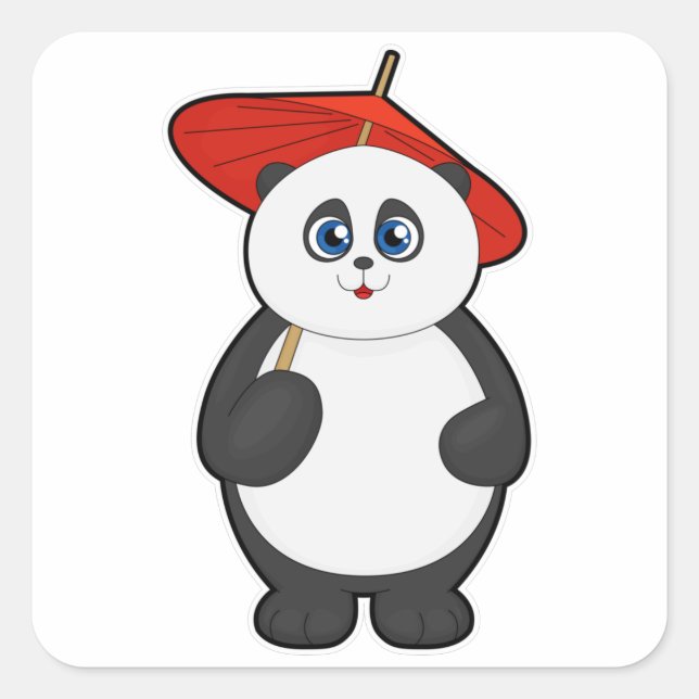 Adesivo Quadrado Panda com guarda-chuva (Frente)