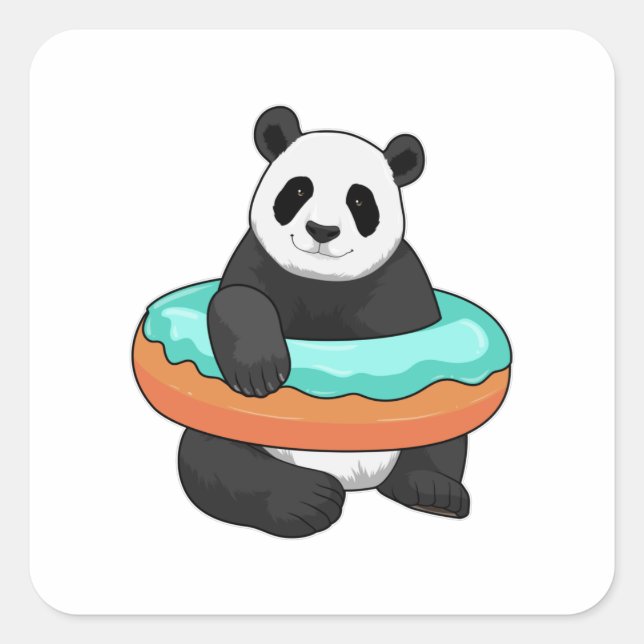 Adesivo Quadrado Panda com Rosquinha (Frente)
