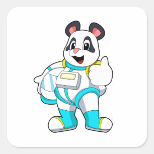 Adesivo Quadrado Panda como astronauta com fantasia