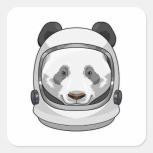 Adesivo Quadrado Panda como astronauta com Helmet