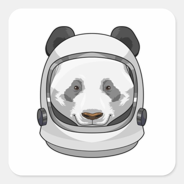 Adesivo Quadrado Panda como astronauta com Helmet (Frente)