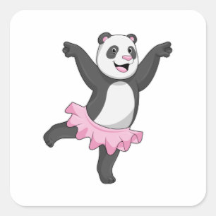 Adesivo Quadrado Panda como Ballerina no Balé