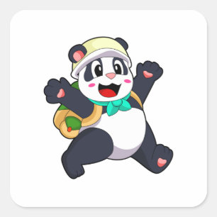 Adesivo Quadrado Panda como Estudante