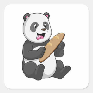 Adesivo Quadrado Panda como padeiro com pão