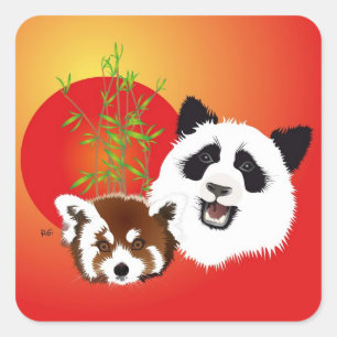 Adesivo Quadrado Panda encontro autocolante
