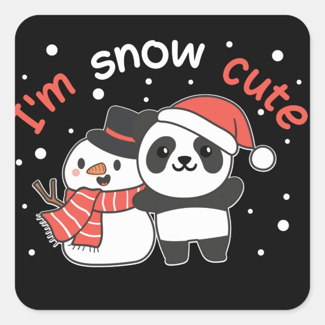Adesivo Quadrado Panda I'm Snow Cute Snowman Snow Pun Square Sticke (Frente)