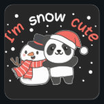 Adesivo Quadrado Panda I'm Snow Cute Snowman Snow Pun Square Sticke<br><div class="desc">Cute panda with snowman. I'm snow cute - a snow pun for winter and Christmas. A Christmas greeting in the cold season for the holidays. Christmas panda with snowman.</div>