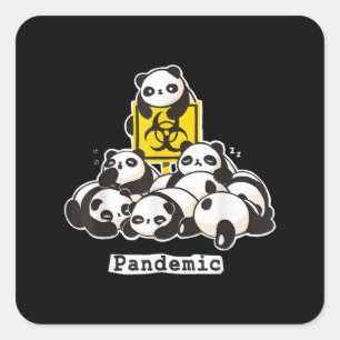 Adesivo Quadrado Panda Lovers   Pandemia Engraçada De Panda