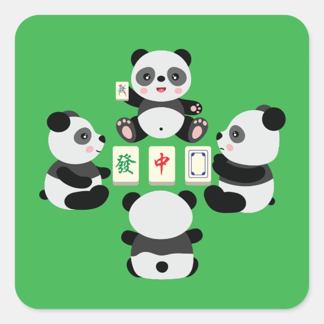 Adesivo Quadrado Panda Mahjong (Frente)