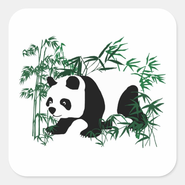 Adesivo Quadrado Panda na Floresta Bamboo (Frente)