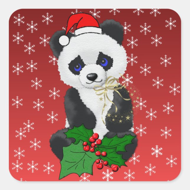 Adesivo Quadrado Panda Natal (Frente)