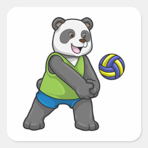 Adesivo Quadrado Panda no Esporte com Voleibol