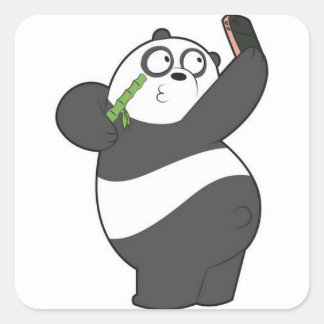 Adesivo Quadrado Panda Selfie