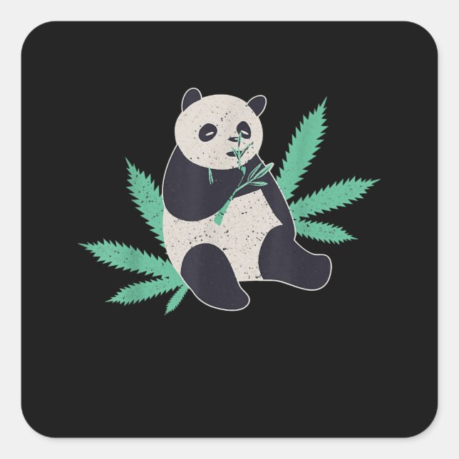 Adesivo Quadrado Panda Weed Stoner Gift (Frente)