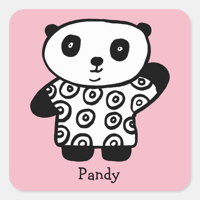 Adesivo Quadrado Pandy Personalizado Panda (Frente)