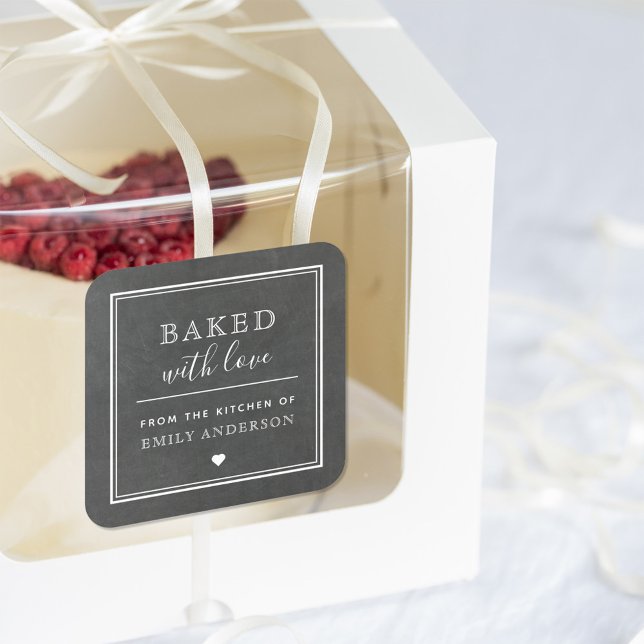 Adesivo Quadrado Panfleto Mínimo Moderno para Baking De Presente (Criador carregado)