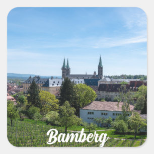 Adesivo Quadrado Panorama da antiga cidade histórica de Bamberg, Al