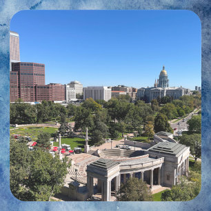 Adesivo Quadrado Panorama do Centro de Denver Colorado Cúpula do Ca