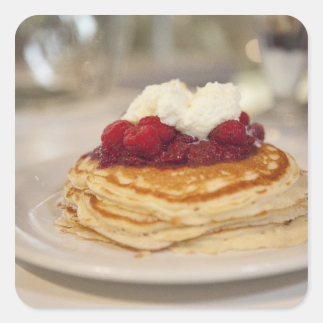 Adesivo Quadrado Panquecas de amora (Frente)