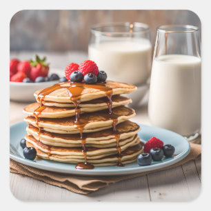 Adesivo Quadrado Panquecas e Leite