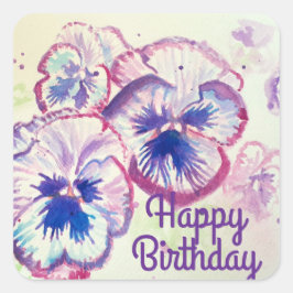 Adesivo Quadrado Pansias Pansíveis Flor Púrpura Rosa