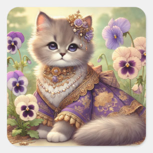 Adesivo Quadrado Pansy Princess Cat