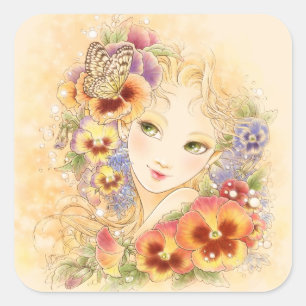 Adesivo Quadrado Pansy Square Sticker