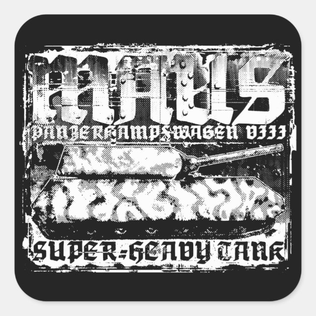 Adesivo Quadrado Panzer VIII Maus Penhores Quadrados (Frente)