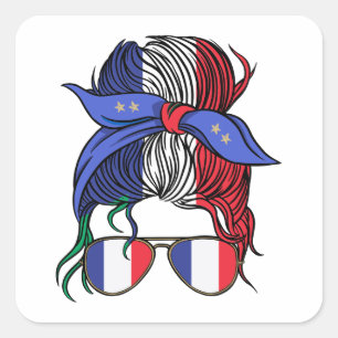 Adesivo Quadrado Pão bagunçado com bandeira francesa