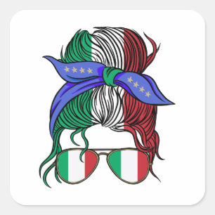 Adesivo Quadrado Pão bagunçado com bandeira italiana