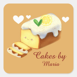 Adesivo Quadrado Pão de Bolo de Limão Com Glacê