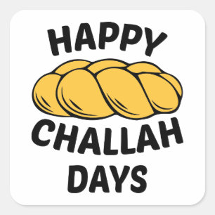 Adesivo Quadrado Pão de Challah, Chanukah, Dias Felizes de Challah