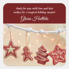 Adesivo Quadrado Pão de Gengala caseiro Cookies de Natal