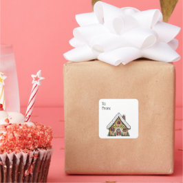 Adesivo Quadrado Pão de Gengibre Casa de Natal