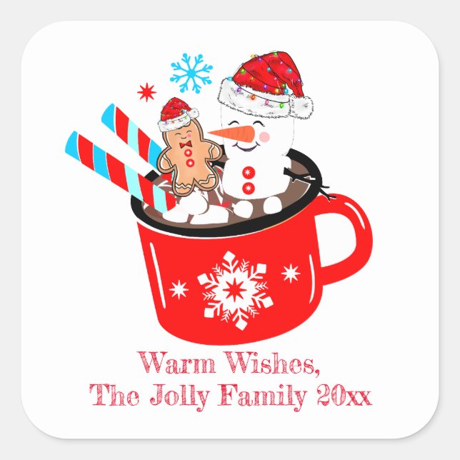 Adesivo Quadrado Pão de Gengibre de chocolate quente (Frente)