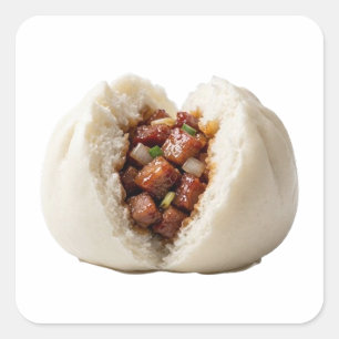 Adesivo Quadrado Pão de Porco BBQ Char Siu Bao Dim Sum